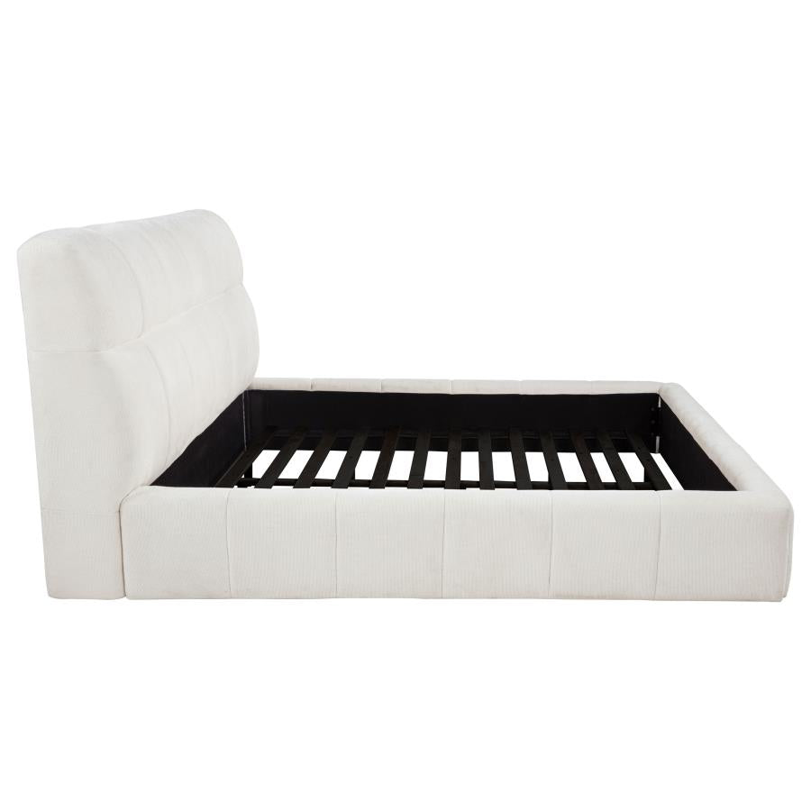 Nollet 48-inch Upholstered Eastern King Platform Bed Cream - 315917CRMKE