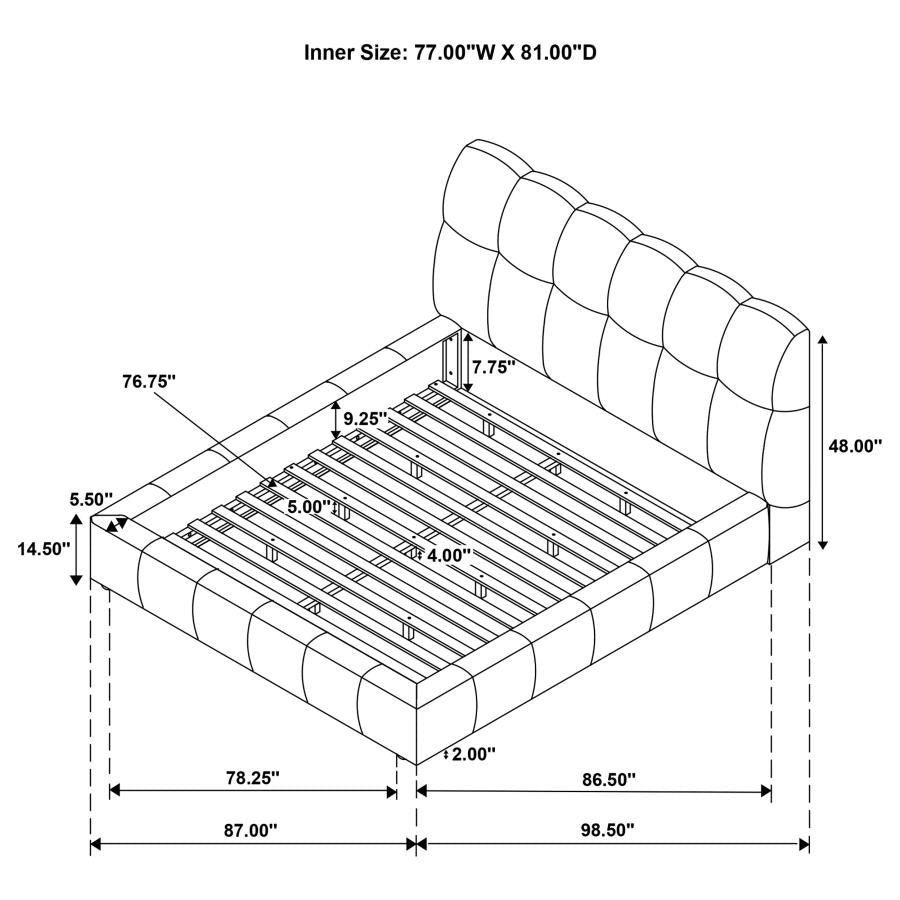 Nollet 48-inch Upholstered Eastern King Platform Bed Cream - 315917CRMKE