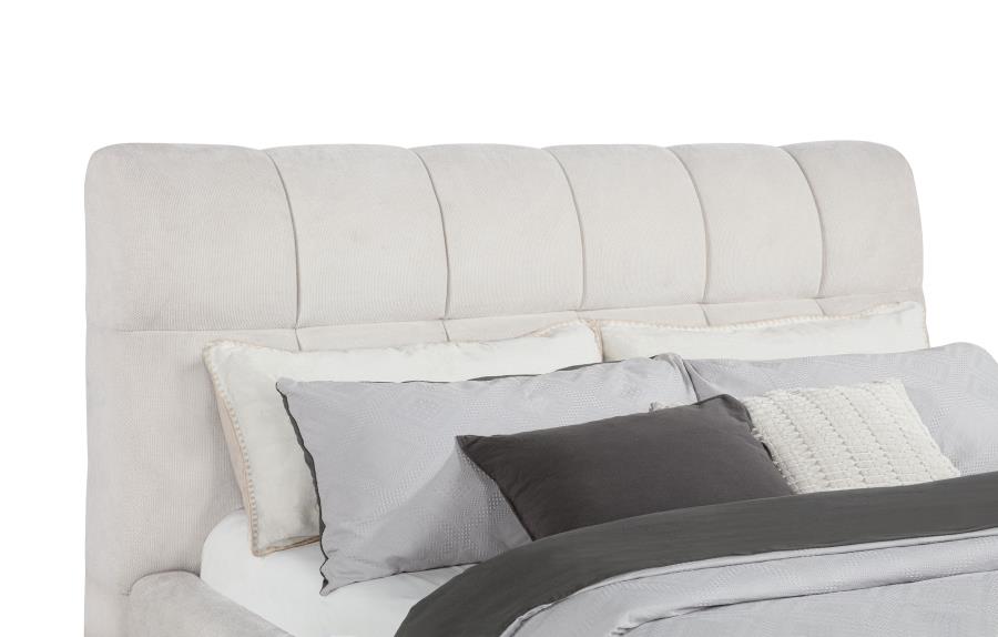 Nollet 48-inch Upholstered California King Platform Bed Cream - 315917CRMKW