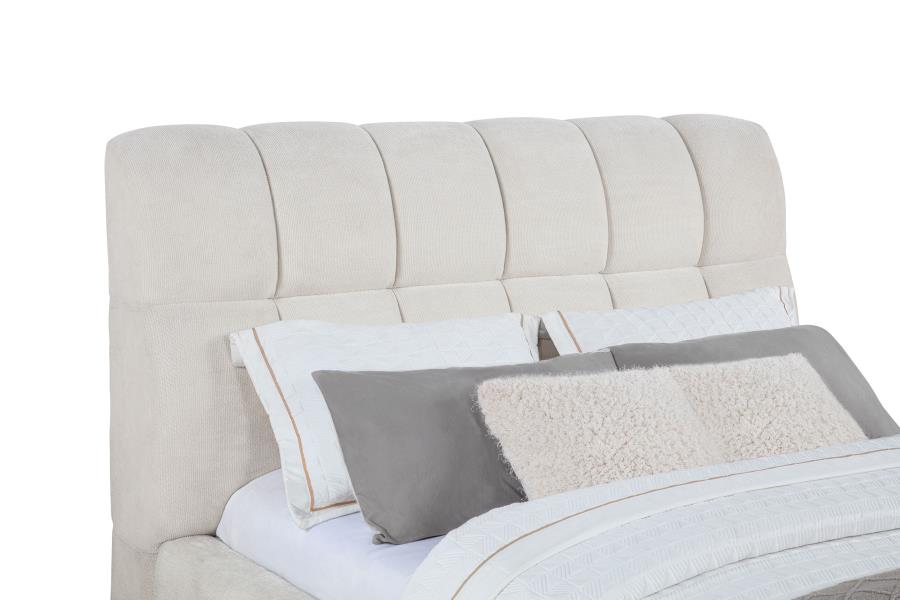 Nollet 48-inch Upholstered Queen Panel Platform Bed Cream - 315917CRMQ