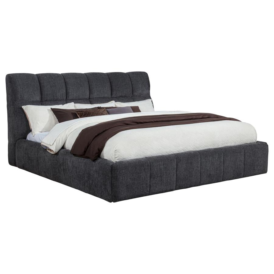 Nollet 48-inch Upholstered Eastern King Platform Bed Grey - 315917GRYKE