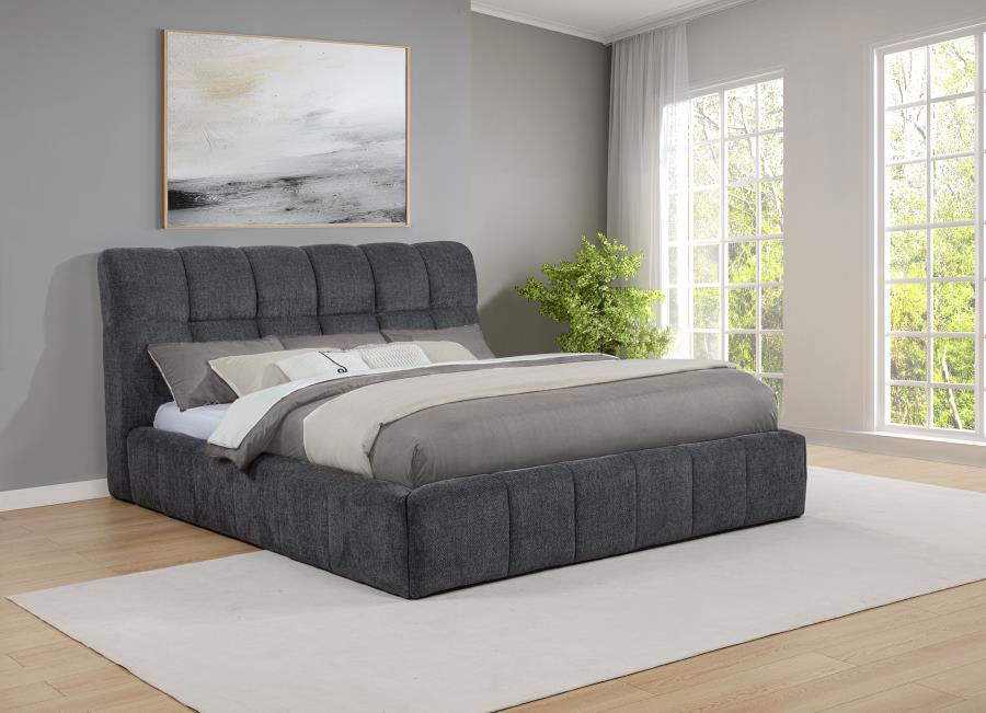 Nollet 48-inch Upholstered California King Platform Bed Grey - 315917GRYKW