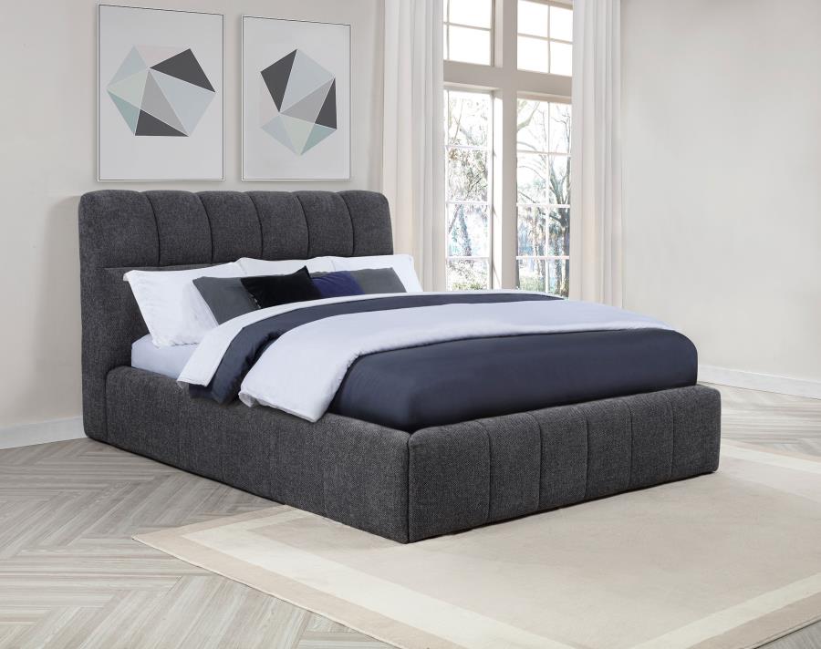 Nollet 48-inch Upholstered Queen Panel Platform Bed Grey - 315917GRYQ