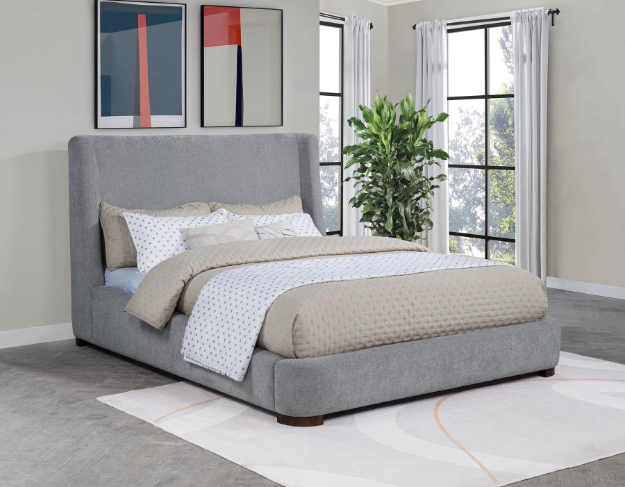 Rennes Upholstered Queen Wingback Platform Bed Grey - 315928Q