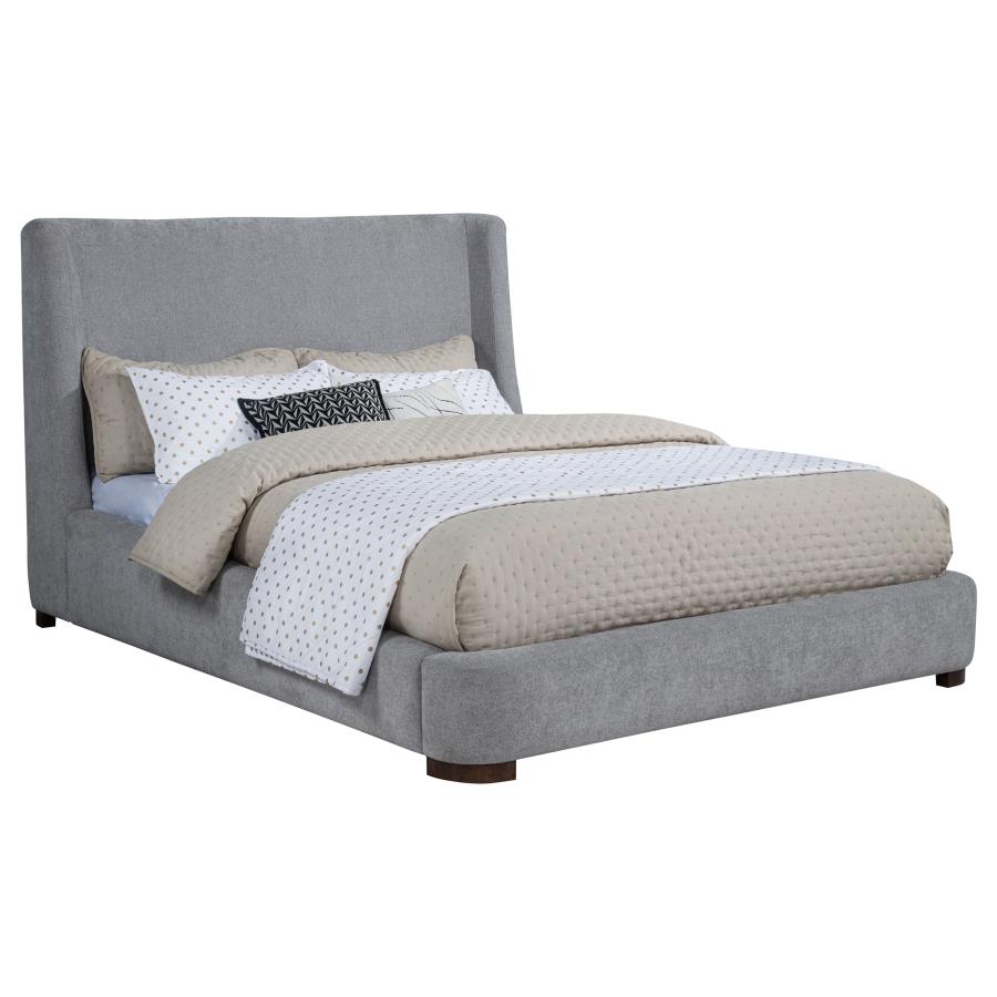 Rennes Upholstered Queen Wingback Platform Bed Grey - 315928Q