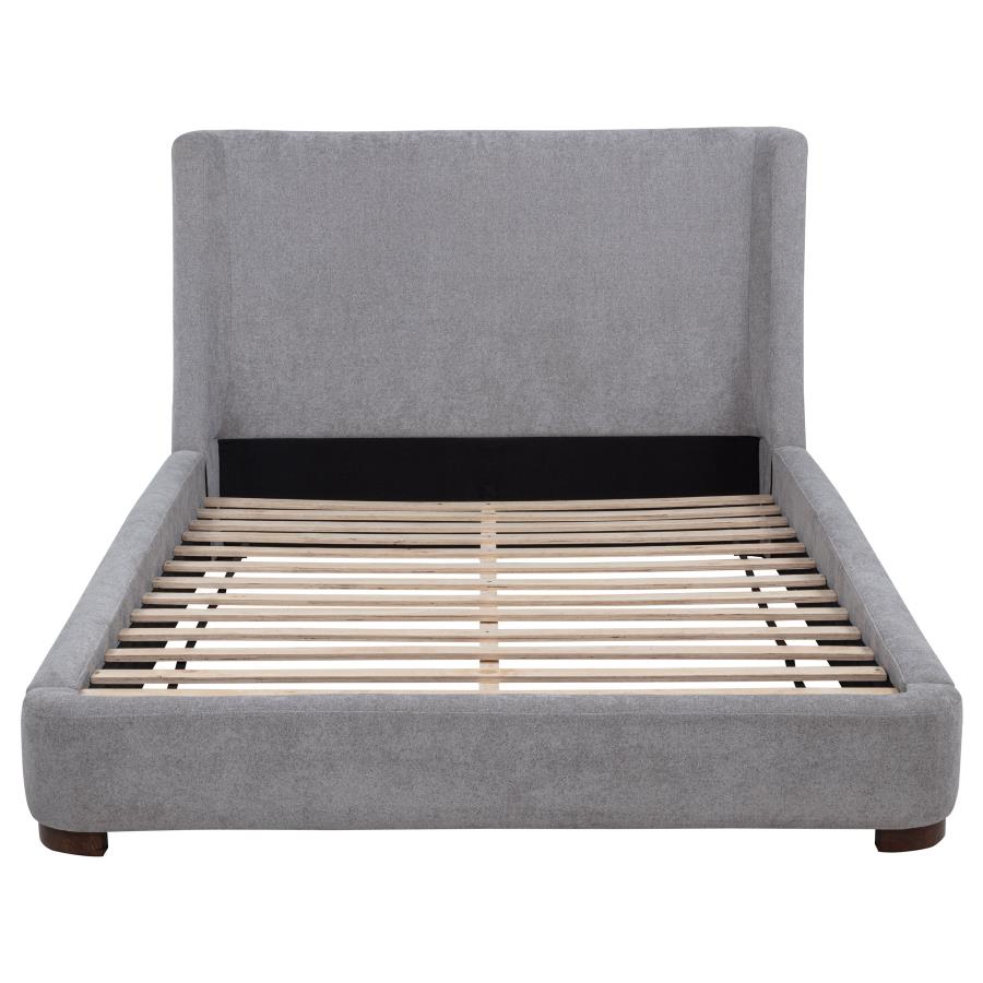 Rennes Upholstered Queen Wingback Platform Bed Grey - 315928Q
