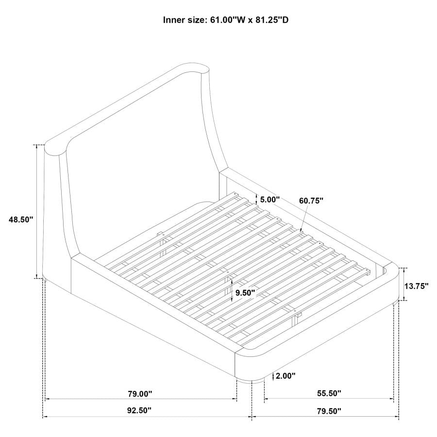 Rennes Upholstered Queen Wingback Platform Bed Grey - 315928Q