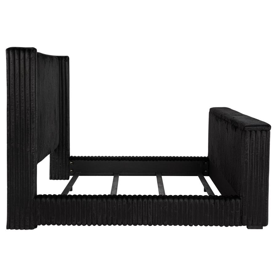 Centergrove Upholstered Eastern King Wingback TV Bed Black - 315945KE