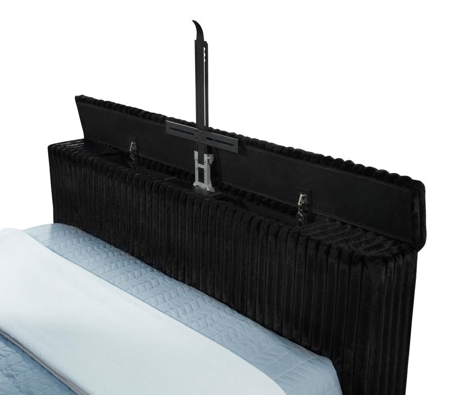 Centergrove Upholstered California King Wingback TV Bed Black - 315945KW