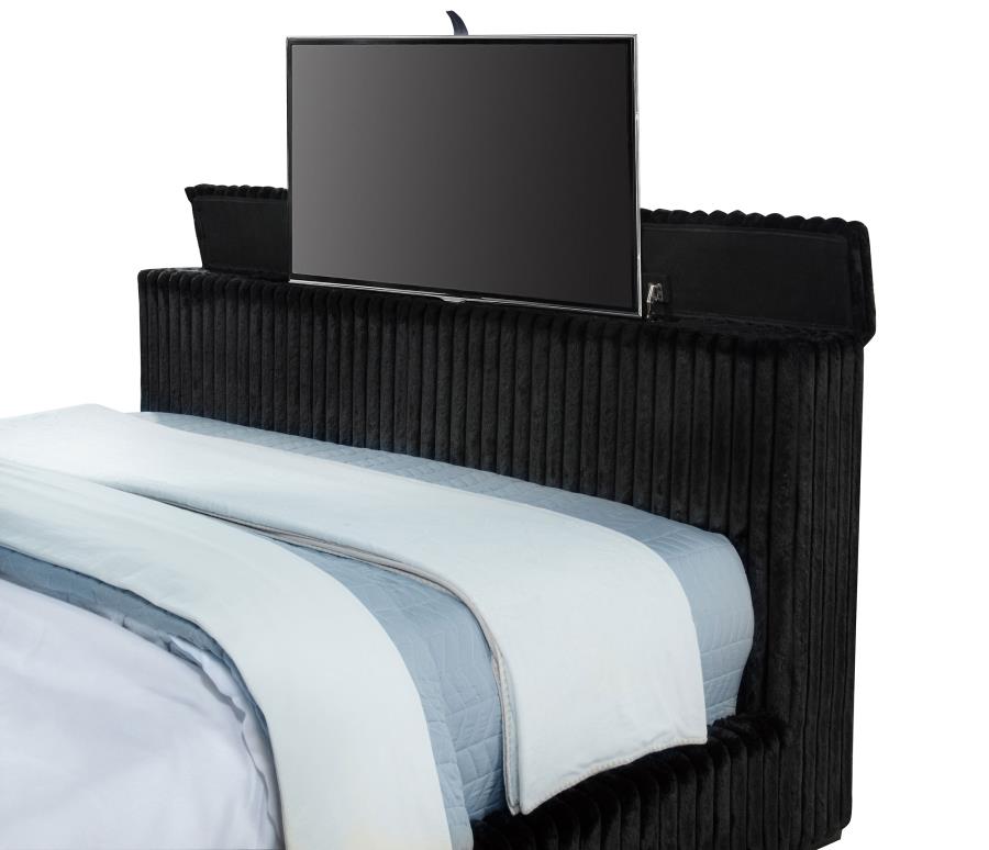 Centergrove Upholstered California King Wingback TV Bed Black - 315945KW