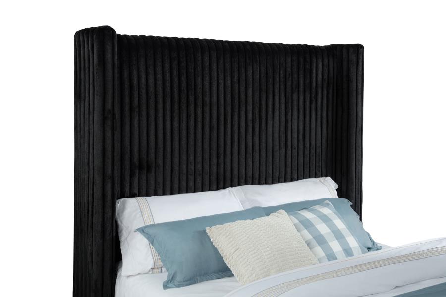 Centergrove Upholstered Queen Wingback TV Bed Black - 315945Q