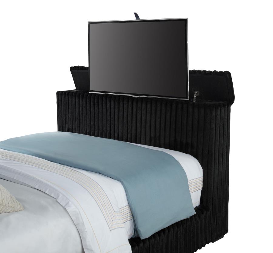 Centergrove Upholstered Queen Wingback TV Bed Black - 315945Q