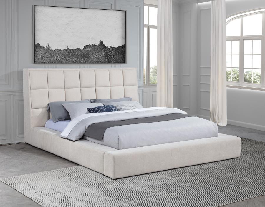 Dreux Upholstered Queen Panel Platform Bed Cream - 315948CRMQ