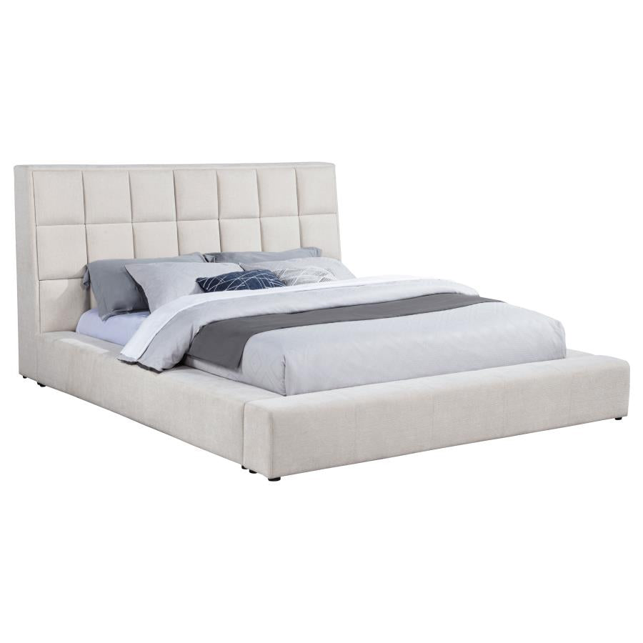 Dreux Upholstered Queen Panel Platform Bed Cream - 315948CRMQ