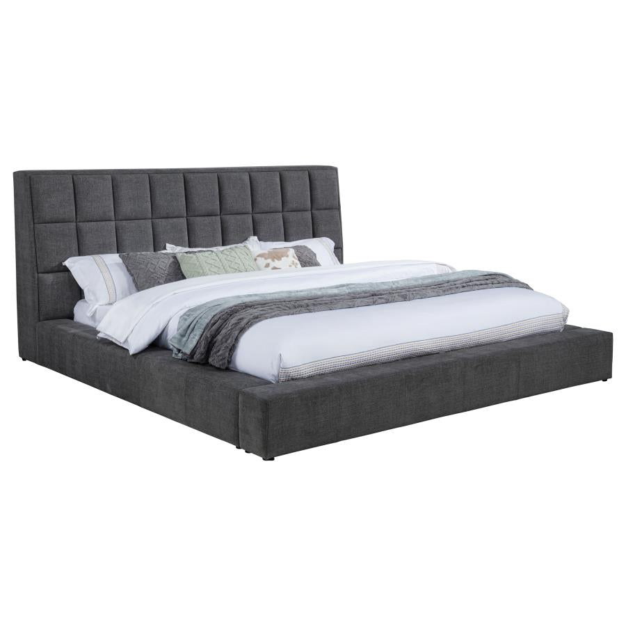 Dreux Upholstered California King Panel Platform Bed Grey - 315948GRYKW