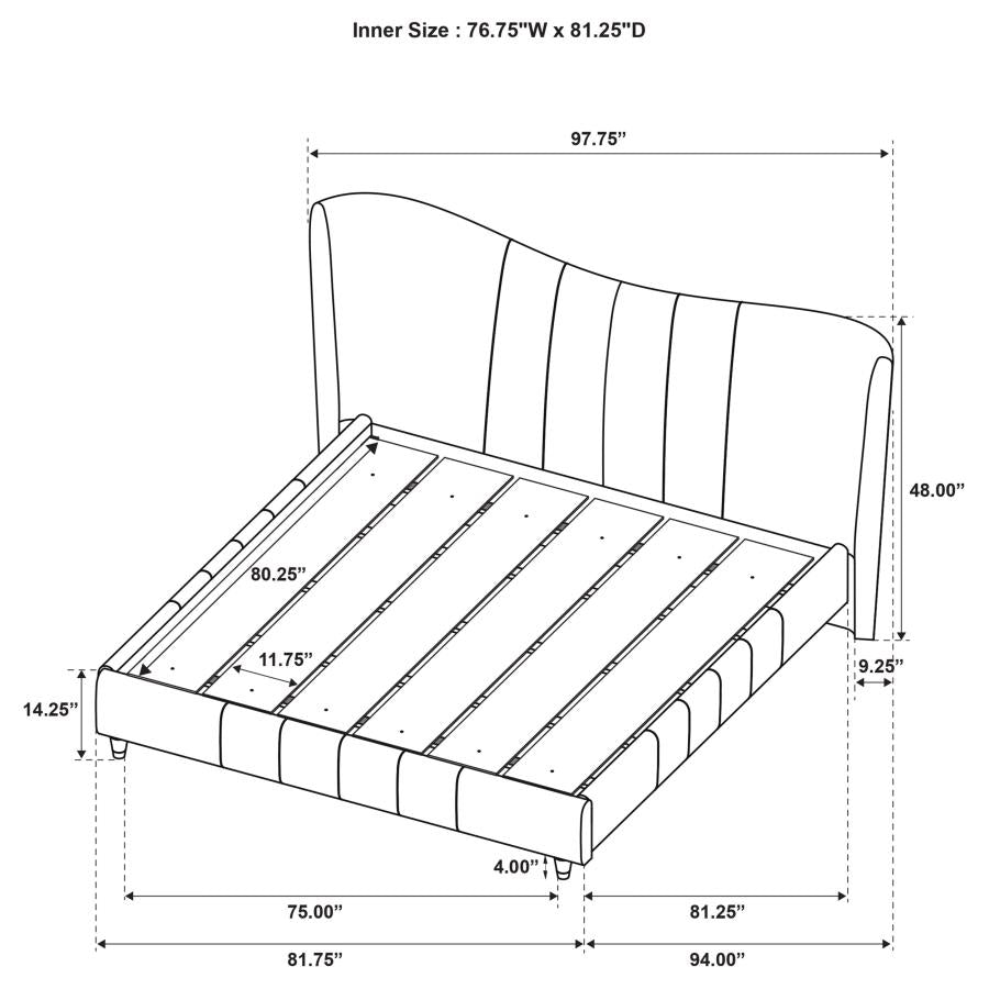 Evelyn Upholstered Eastern King Panel Platform Bed Ivory - 315956KE