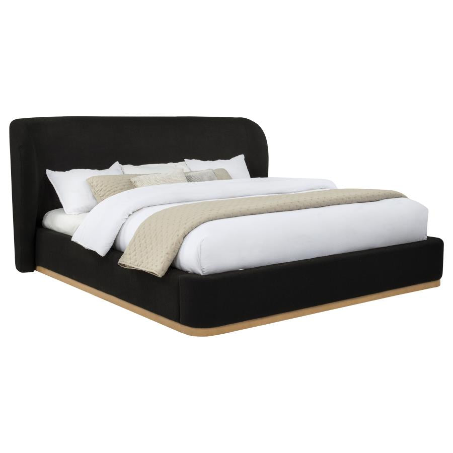 Blaire Upholstered Eastern King Wingback Platform Bed Black - 315967BLKKE