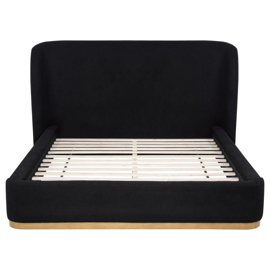 Blaire Upholstered Queen Wingback Platform Bed Black - 315967BLKQ