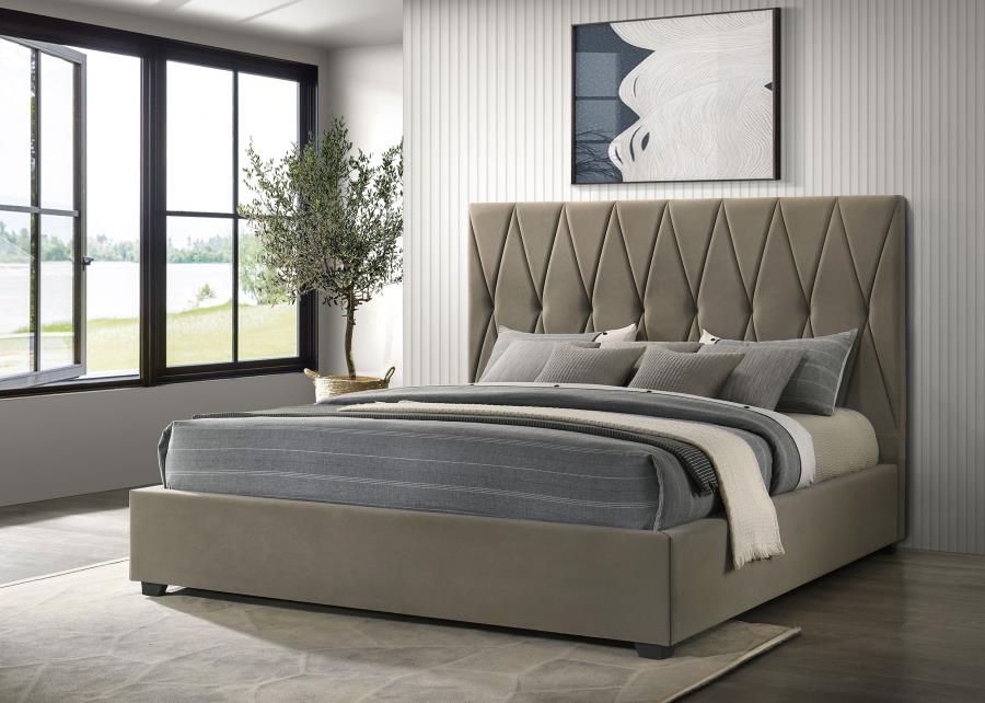 Delsea Upholstered Eastern King Platform Bed Light Brown - 315975KE