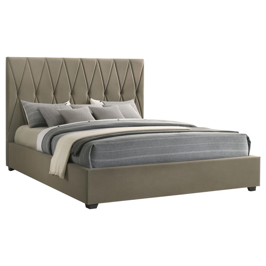 Delsea Upholstered Eastern King Platform Bed Light Brown - 315975KE