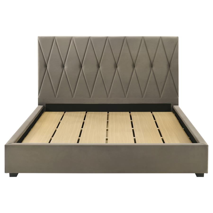 Delsea Upholstered Eastern King Platform Bed Light Brown - 315975KE