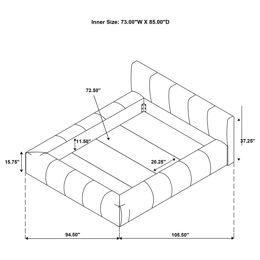 Wilshire Upholstered California King Platform Bed Grey - 315981KW