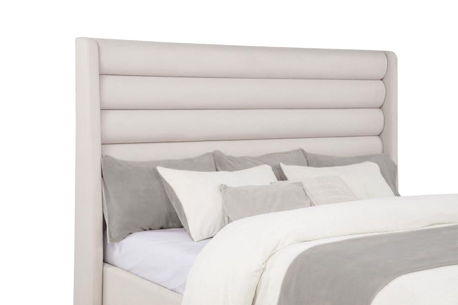 Leslie Upholstered Tufted California King Wingback Platform Bed Beige - 315983KW