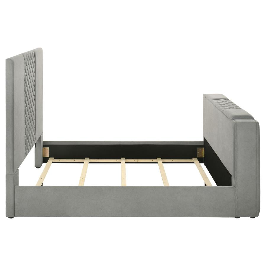 Tara 61-inch Upholstered Queen Panel TV Bed Grey - 315994Q