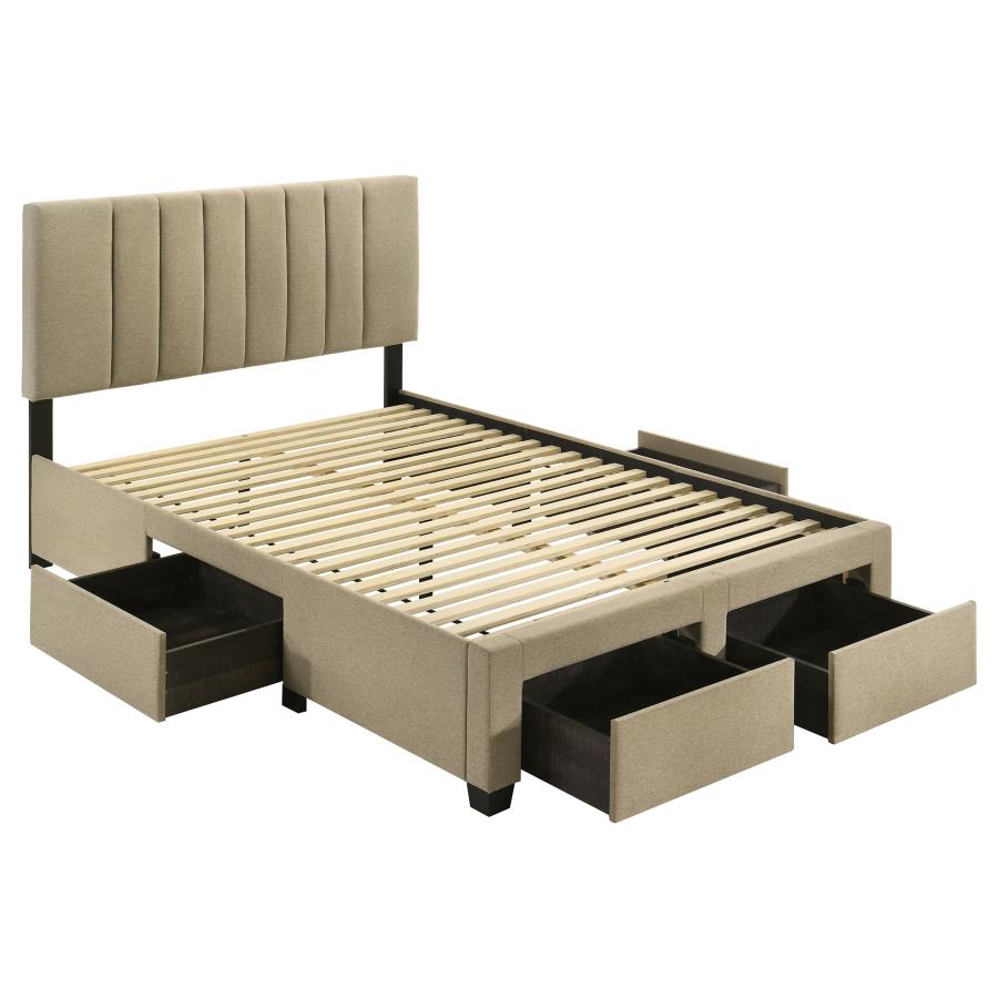Wheatland 4-drawer Upholstered Full Storage Bed Light Brown - 316010F