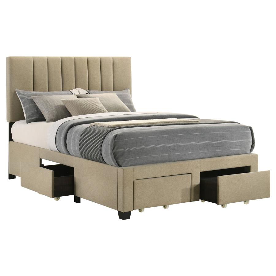 Wheatland 4-drawer Upholstered Full Storage Bed Light Brown - 316010F
