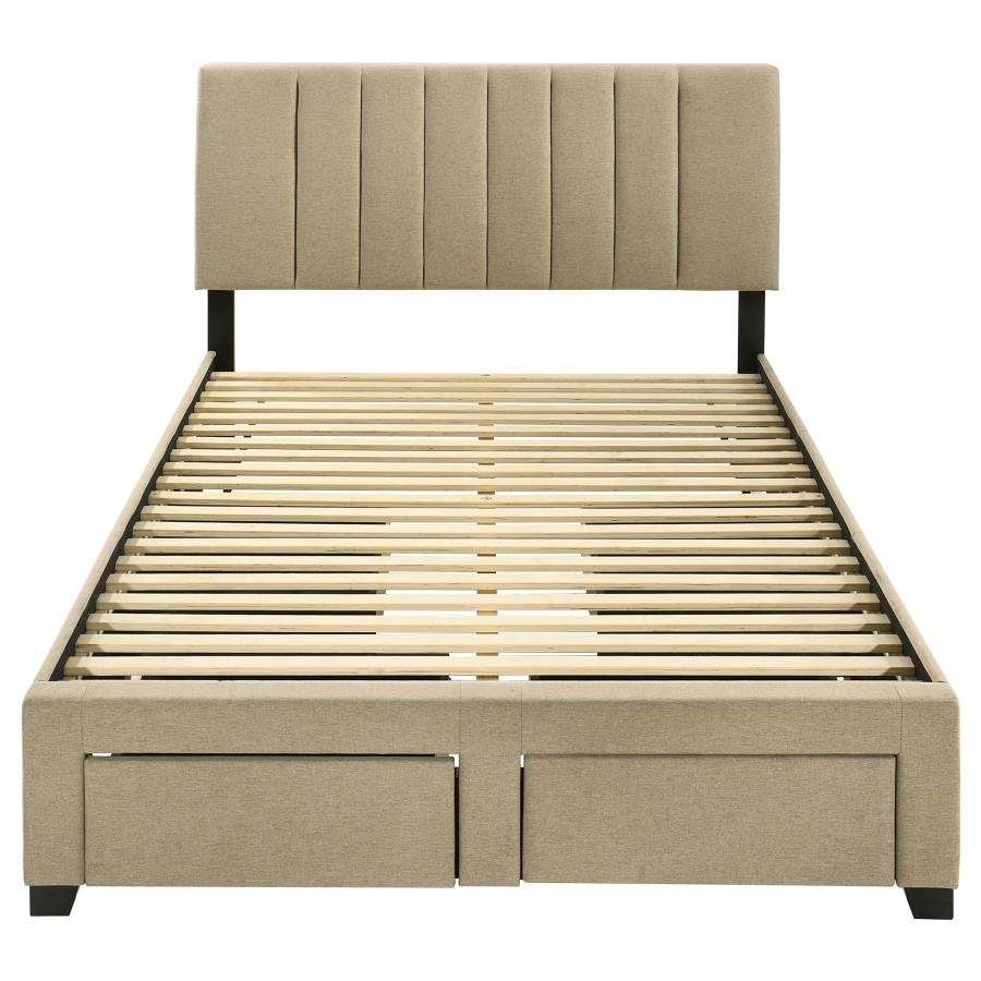 Wheatland 4-drawer Upholstered Full Storage Bed Light Brown - 316010F