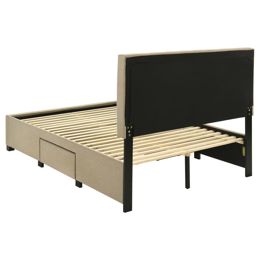 Wheatland 4-drawer Upholstered Full Storage Bed Light Brown - 316010F