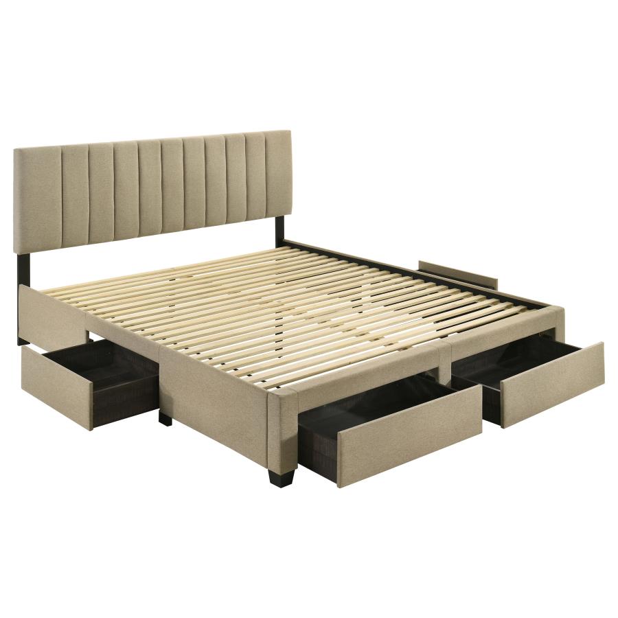 Wheatland 4-drawer Upholstered Eastern King Storage Bed Brown - 316010KE