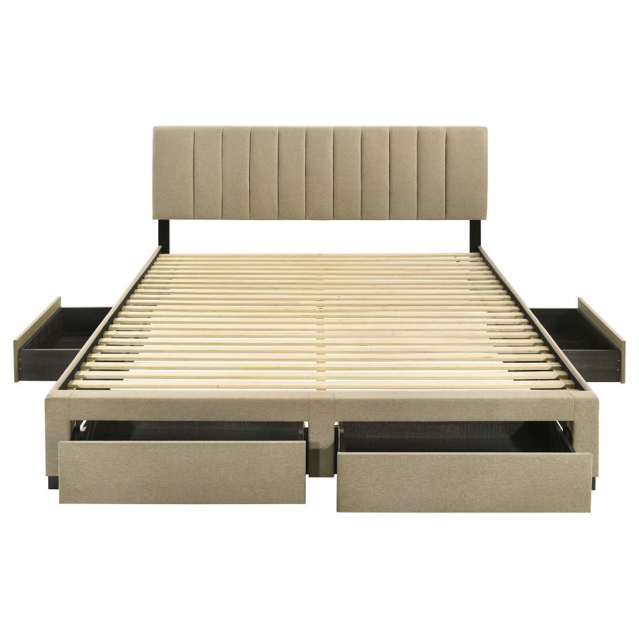 Wheatland 4-drawer Upholstered Eastern King Storage Bed Brown - 316010KE
