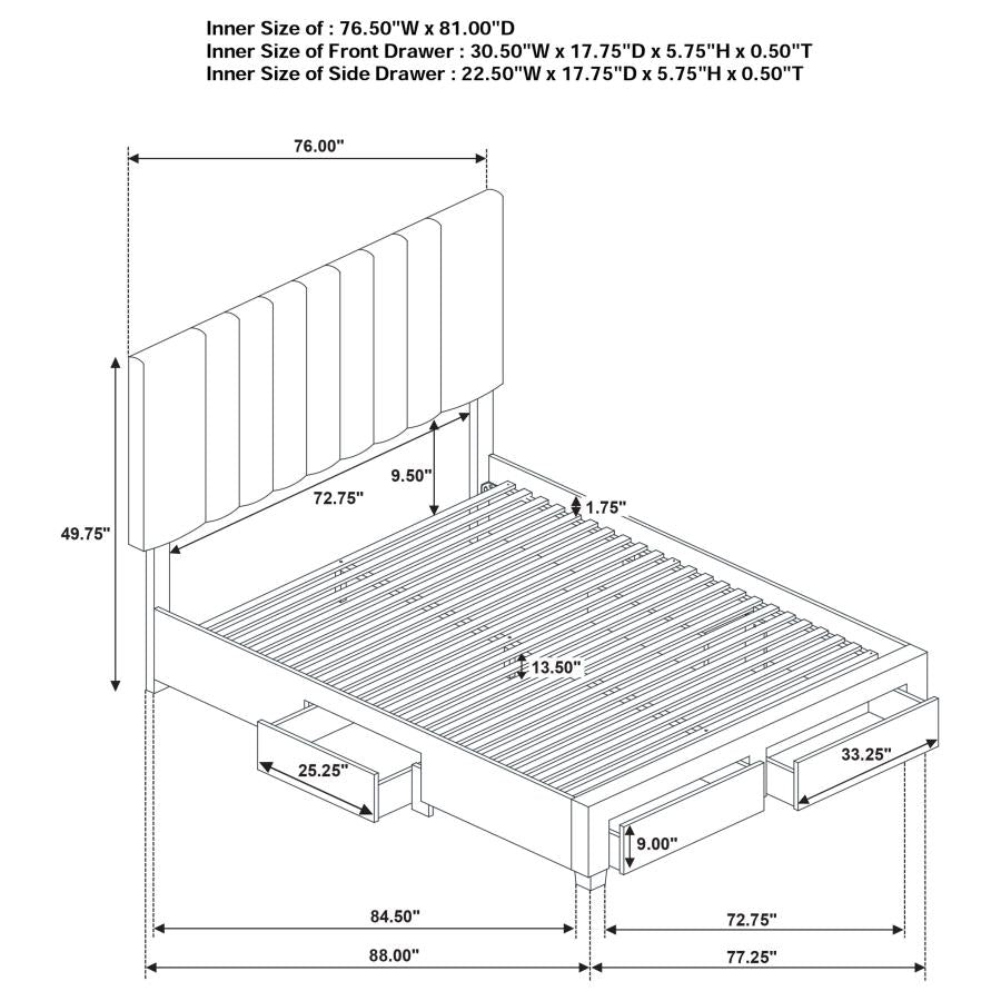 Wheatland 4-drawer Upholstered Eastern King Storage Bed Brown - 316010KE
