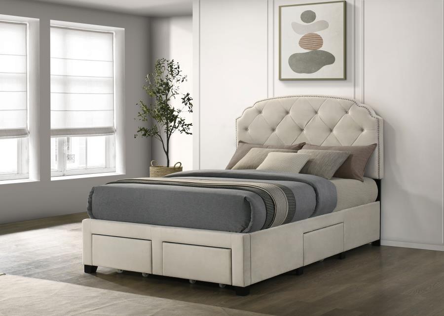 Marianna 4-drawer Upholstered Full Storage Bed Cream - 316011F
