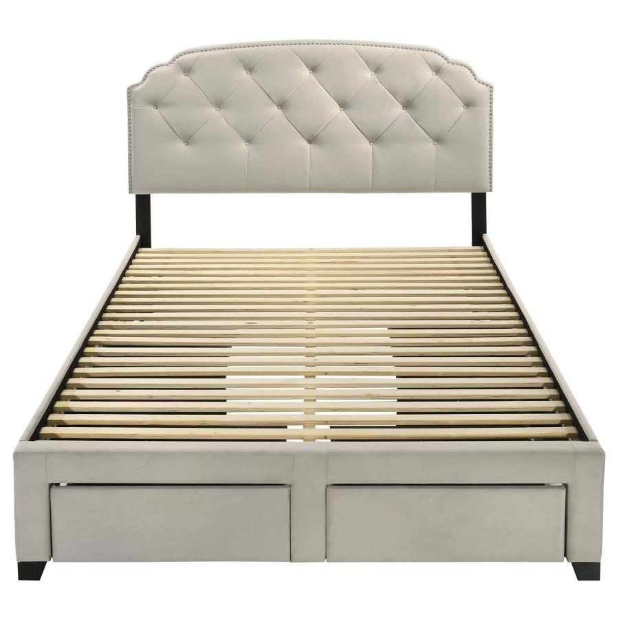 Marianna 4-drawer Upholstered Queen Storage Bed Cream - 316011Q