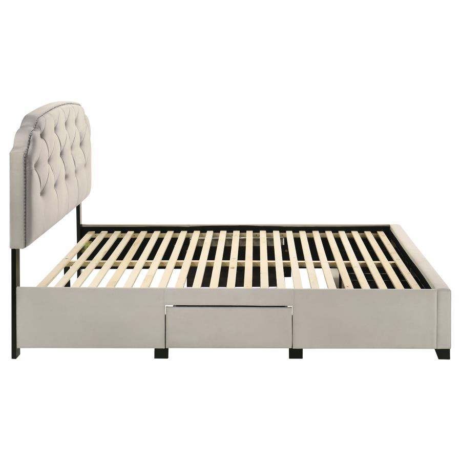 Marianna 4-drawer Upholstered Queen Storage Bed Cream - 316011Q