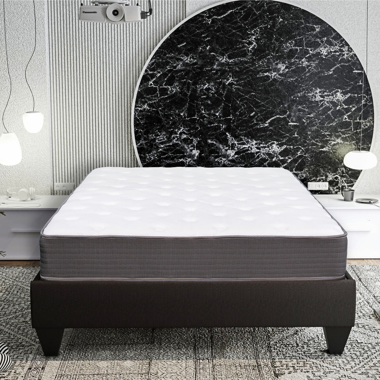 8" Pocket Spring Hybrid Bed In A Box Mattress, Soft Gel Memory Foam - Gray / White - Full