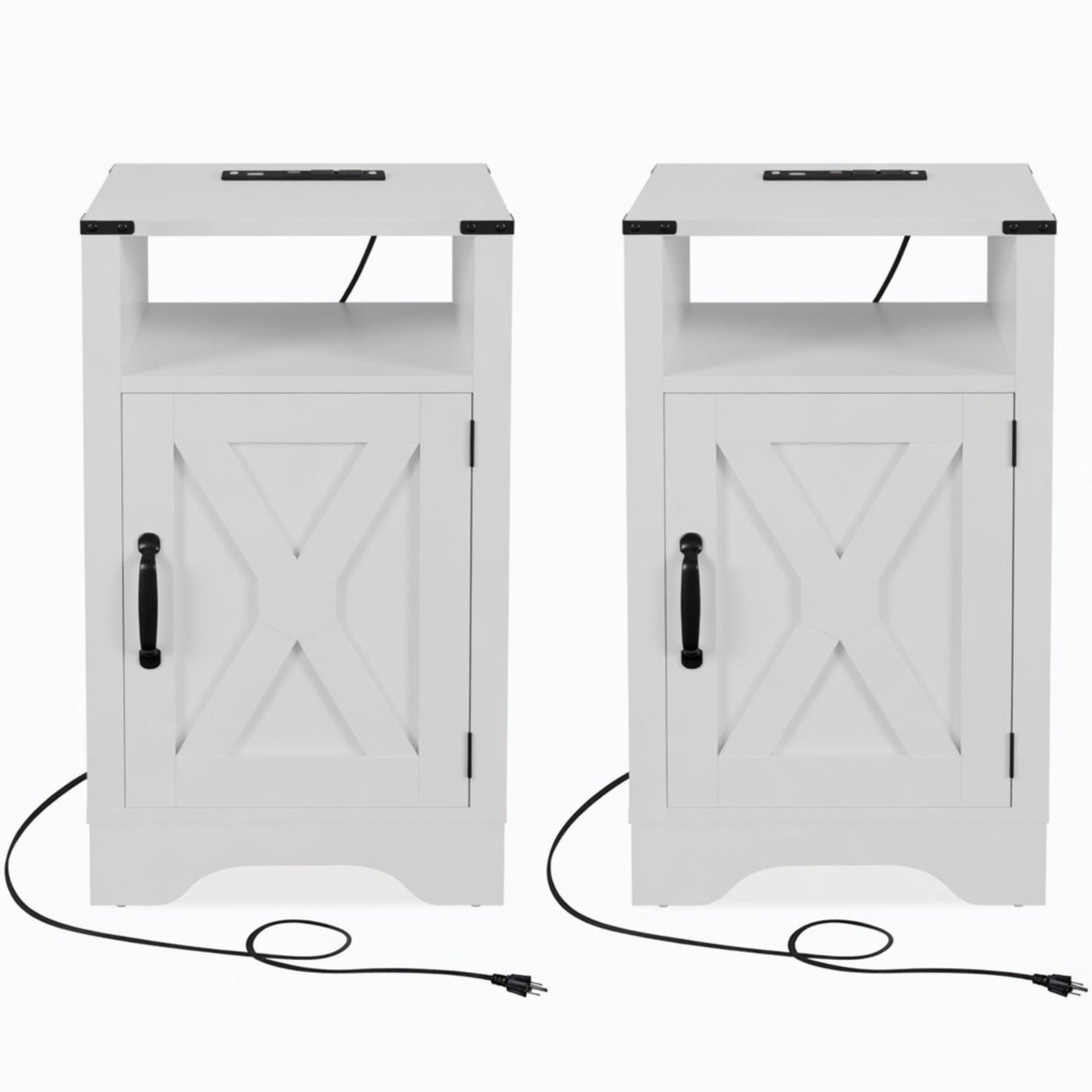 Farmhouse Nightstand, Charging Station & Storage
