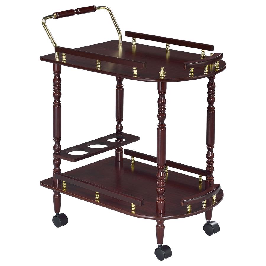 Palmer 2-tier Rectangular Wood Bar Cart Merlot - 3512