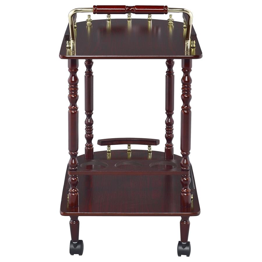 Palmer 2-tier Rectangular Wood Bar Cart Merlot - 3512