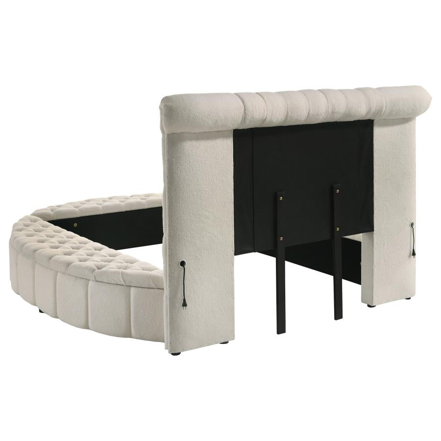 Sonya Upholstered Queen Round Storage Bed Ivory - 360111Q