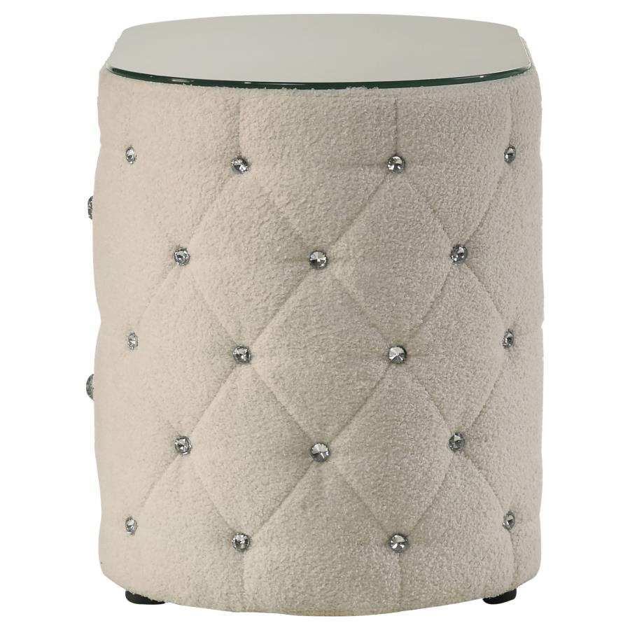 Sonya 2-drawer Upholstered Nightstand Bedside Table Ivory - 360112