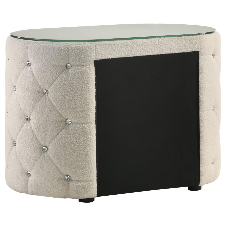 Sonya 2-drawer Upholstered Nightstand Bedside Table Ivory - 360112