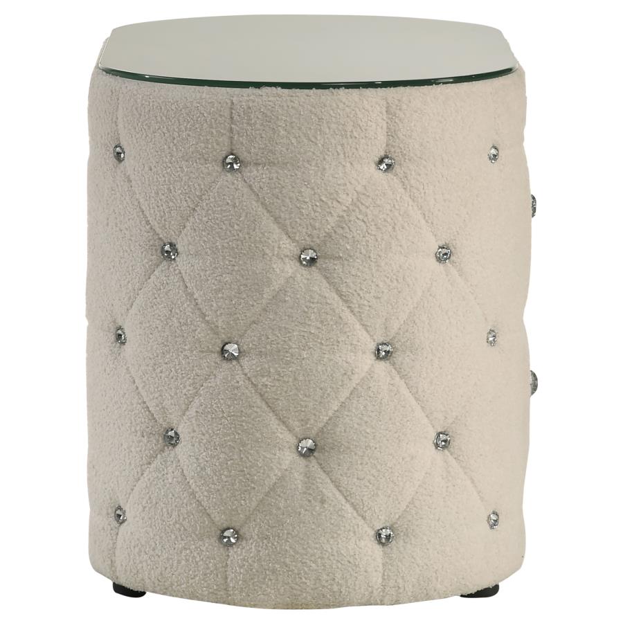 Sonya 2-drawer Upholstered Nightstand Bedside Table Ivory - 360112
