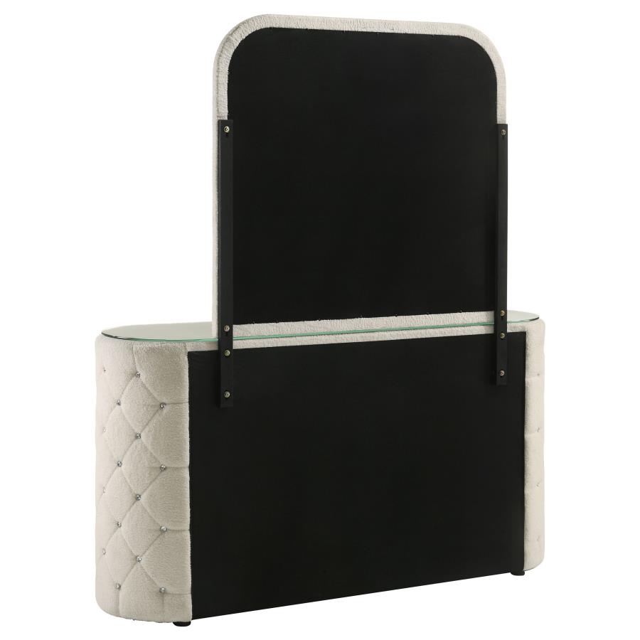 Sonya 6-drawer Upholstered Bedroom Dresser with Mirror Ivory - 360113M