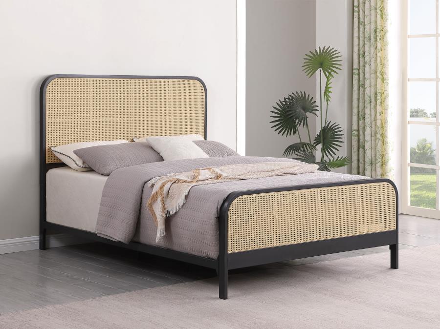 Lanewood Open Cane Webbing Metal Queen Bed Black - 360250Q