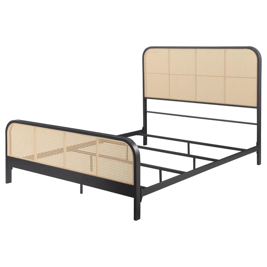Lanewood Open Cane Webbing Metal Queen Bed Black - 360250Q