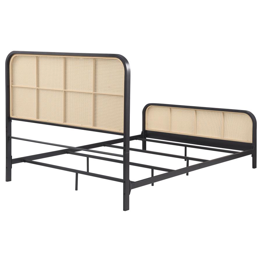 Lanewood Open Cane Webbing Metal Queen Bed Black - 360250Q